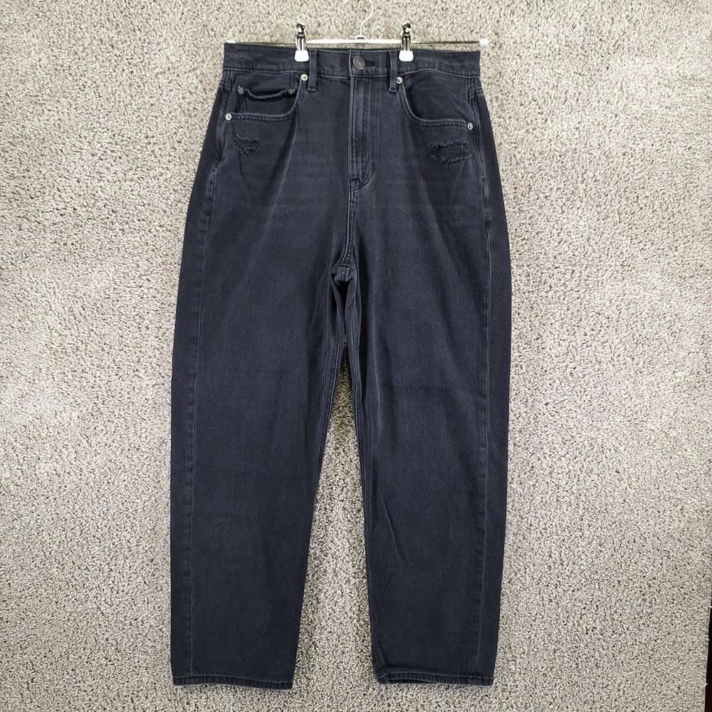 American Eagle Jeans Womens 12 (Fits 31x27) Black Real Good Pockets Distressed